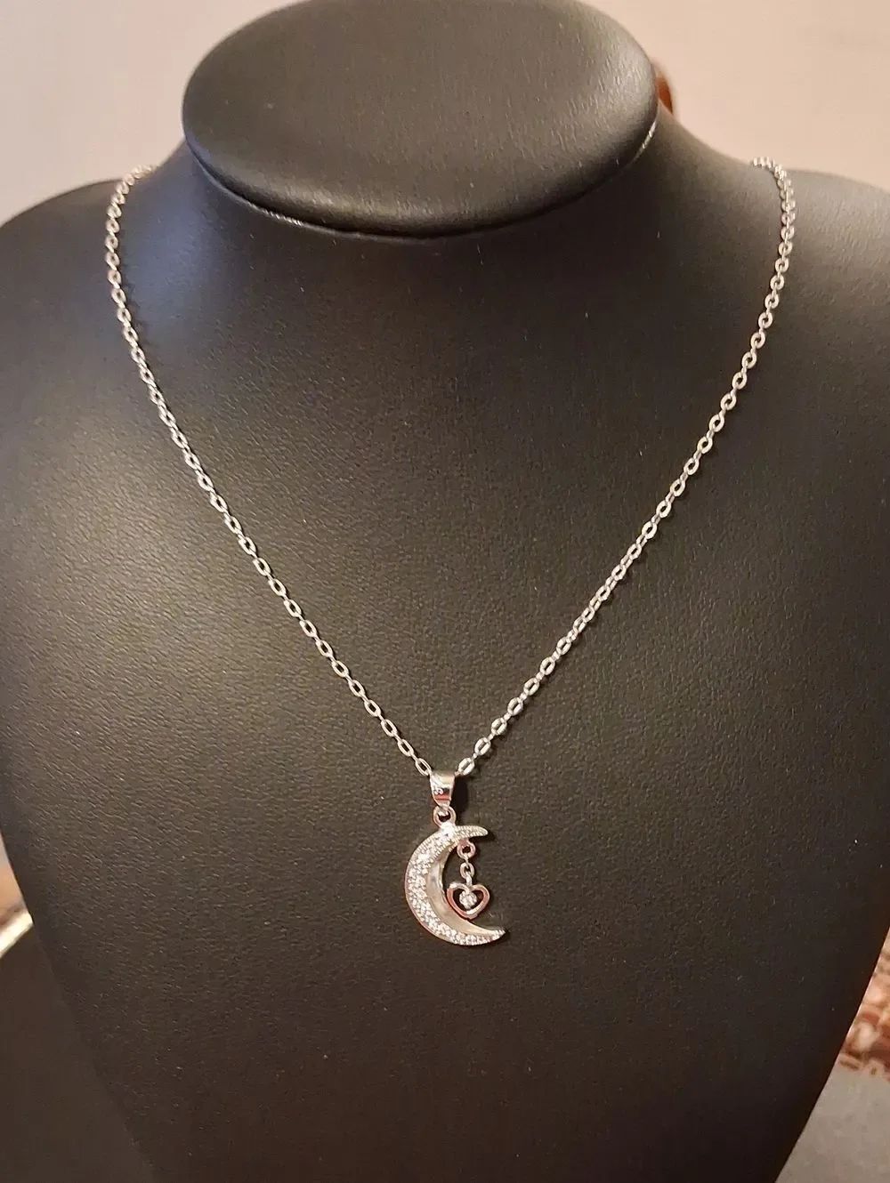 S925 Sterling Silver Charm And 18" Necklace 2" Extender I Love You To The Moon